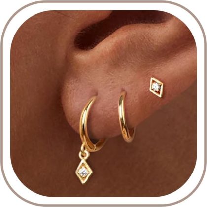 nan - square CZ dangle earrings-GD