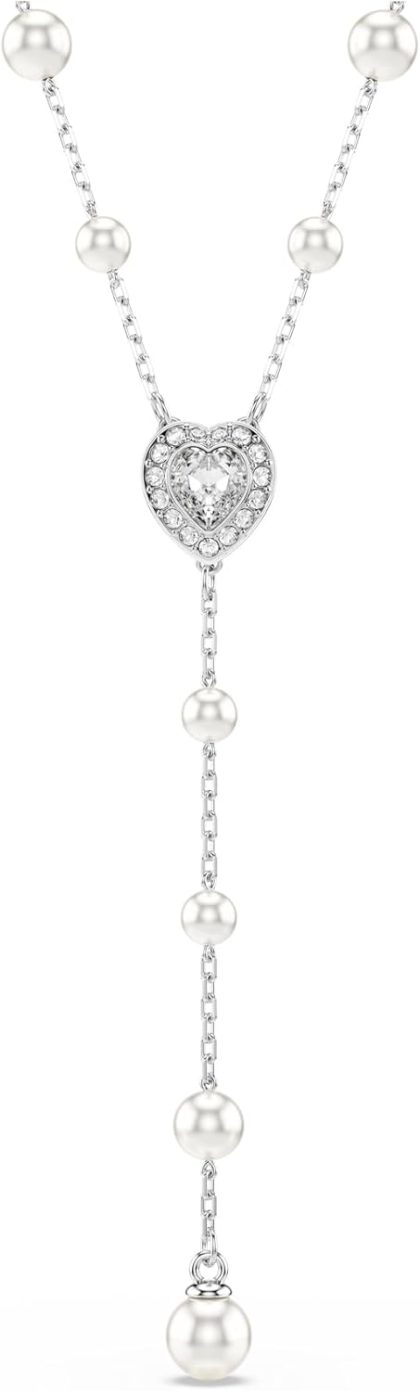 Swarovski Ariana Grande Collection, Clear Crystal & Pearls, Rhodium Finish, Necklaces, Earrings and Bracelets - Y Style Necklace