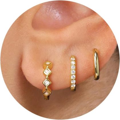 nan - 3 hoop earrings-GD