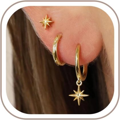 nan - star dangle earrings-GD