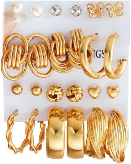 nan - 12 Pairs Gold CZ Dainty