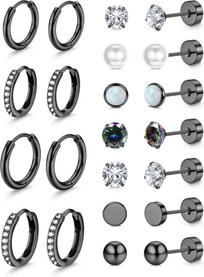 nan - Black Tone- with Sterling Silver Post