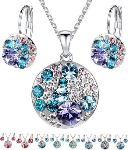 nan - Blue Purple Crystals/Silver-tone Chain