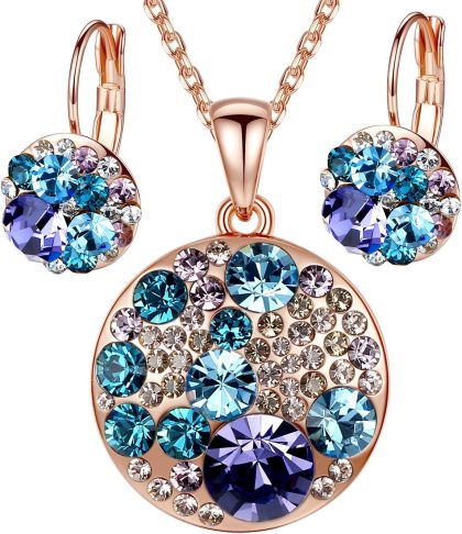 nan - Blue Purple Crystals/Rose Gold Plated Chain
