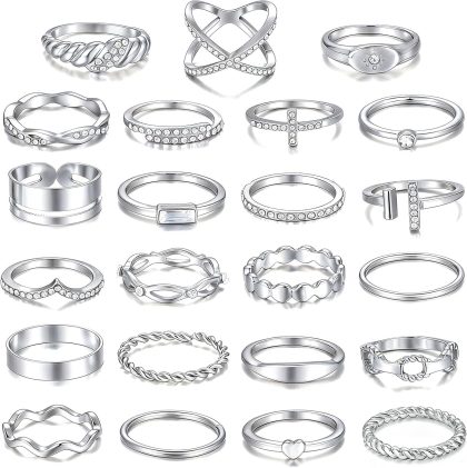 nan - 23 Silver sparkling rings