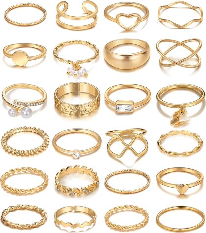 nan - 24 Gold pearl heart rings