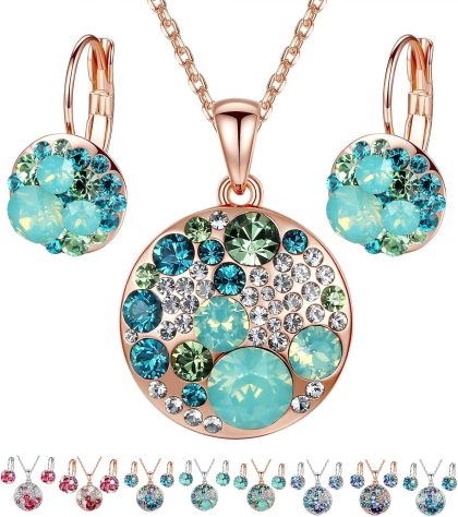 nan - Green Crystals/Rose Gold Plated Chain
