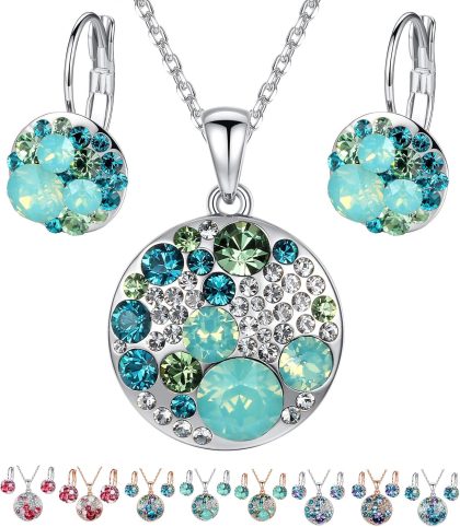 nan - Green Crystals/Silver-tone Chain