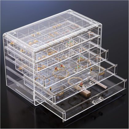 ProCase Acrylic Earrings Holder Organizer Box, Large Clear Earring Jewelry Storage Transparent Stackable Drawers Jewelry Display for Earring Ring Bracelet Mothers Day Gift -Clear, 5 Layers - Clear