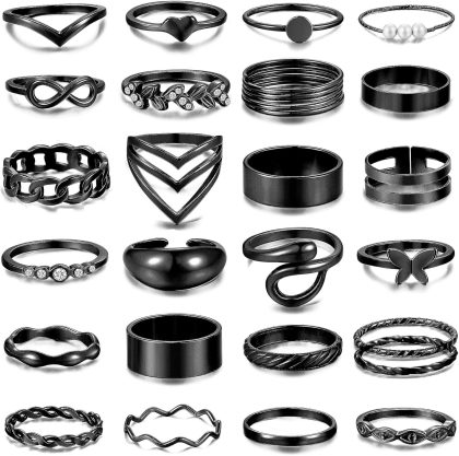 nan - 25 Black chunky rings